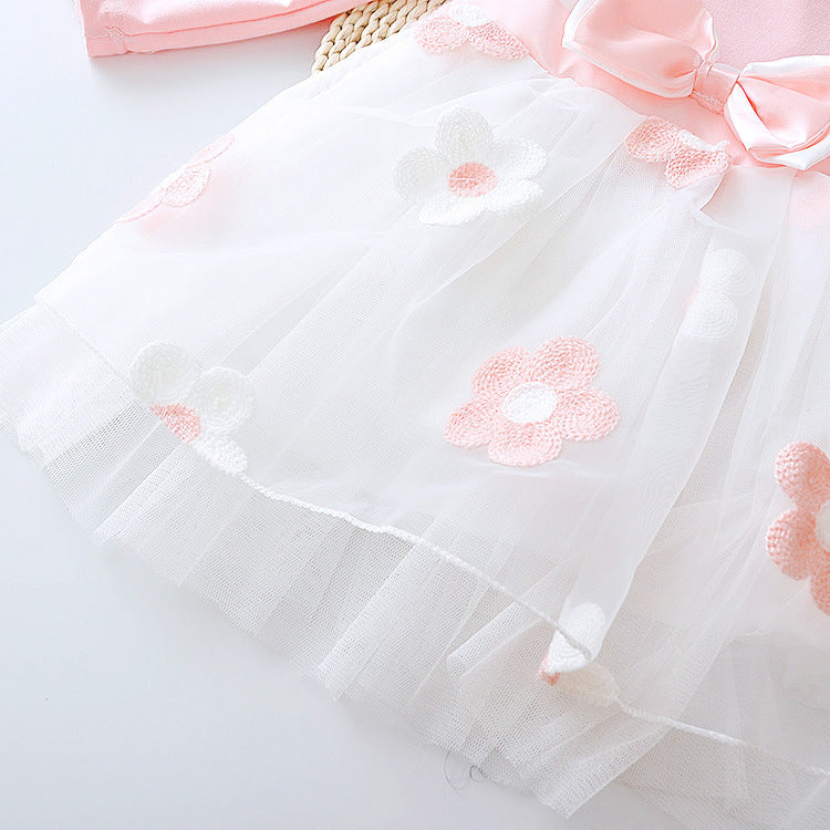 Flower Girl Tulle Skirt Long Sleeved Dress