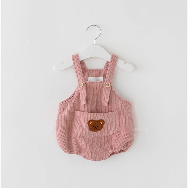 Baby Bear Embroidered Corduroy Romper