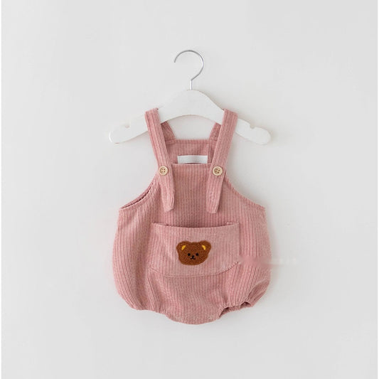 Baby Bear Embroidered Corduroy Romper