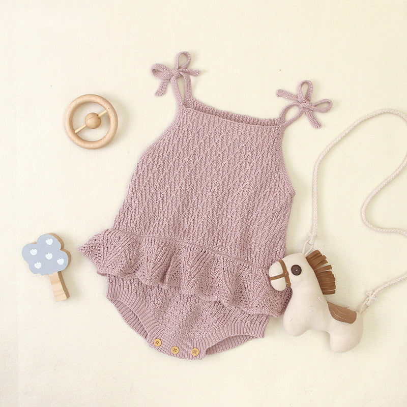 Baby Girls Knitted Ruffle Romper