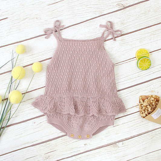 Baby Girls Knitted Ruffle Romper
