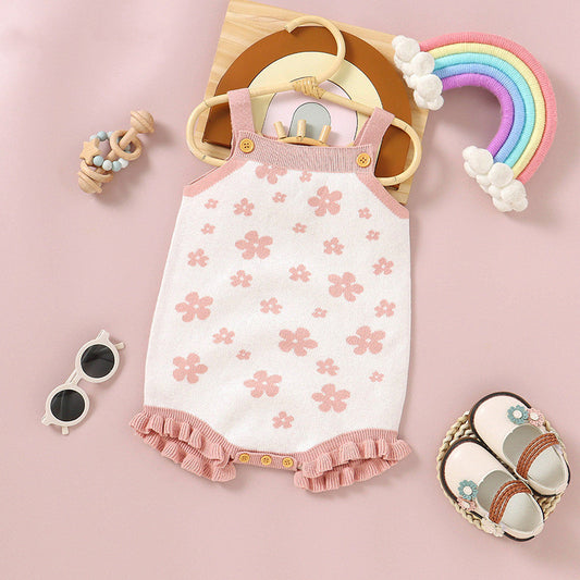 Knitted Floral Fun Sleeveless Romper