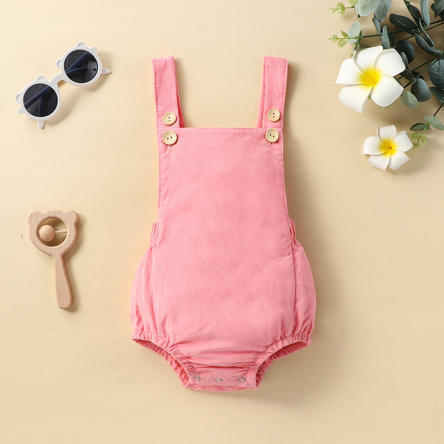 Baby Fashion Solid Color Sleeveless Strap Jumpsuit